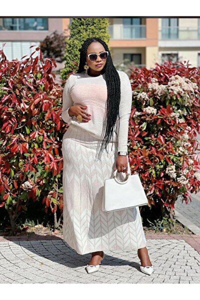 Abalı Yeni sezon triko kışlık 2li kadın etekli maxi takım Durk park venizya m...