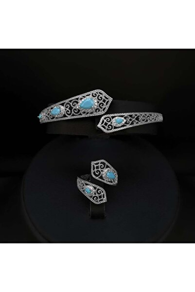 Generic سوارة مع خاتم دقة ألماس زركون لون مكس فضي وبحري إصدار خاص ومميز