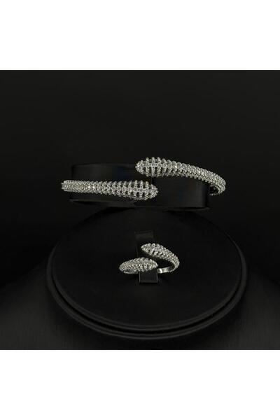 Generic سوارة مع خاتم دقة ألماس زركون بلون فضي إصدار خاص ومميز