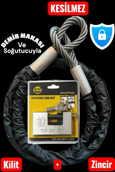 PADRİ Kayar Milli Kilit Çelik Halat Motorsiklet ve Bisiklet Güvenlik Seti Mot...