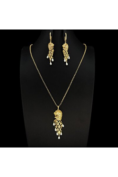 Generic سلسال طويل بحلق زركون دقة ألماس ذهبي إصدار خاص (3قطع) بضمان على اللون...