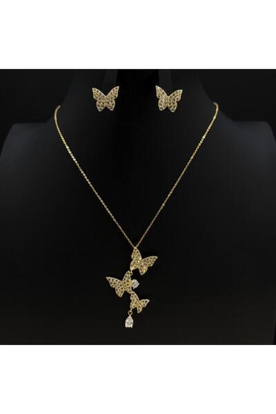 Generic طقم اكسسوارات ناعم زركون دقة ألماس لون ذهبي بتصميم أنيق 3 قطع بإصدار ...