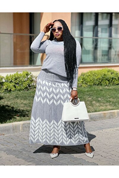 Abalı Yeni sezon triko kışlık 2li kadın etekli maxi takım Durk park venizya m...