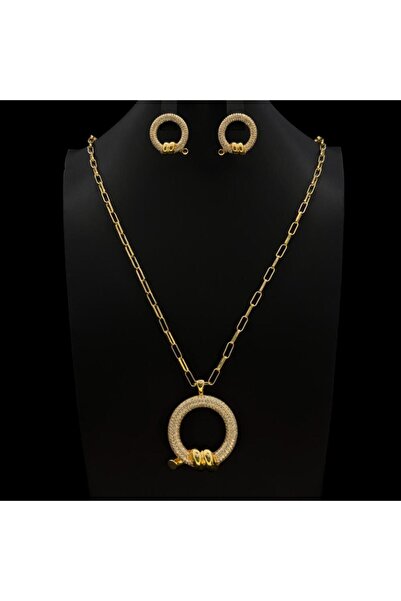 Generic سلسال طويل بحلق زركون دقة ألماس ذهبي إصدار خاص (3قطع) بضمان على اللون...