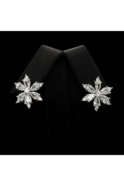 Generic طقم حلق فضي فخم بتصميم مميز و ضمان على اللون