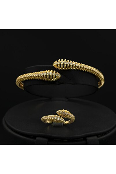 Generic سوارة مع خاتم دقة ألماس زركون بلون ذهبي إصدار خاص ومميز