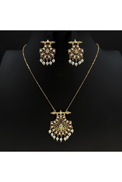 Generic طقم اكسسوارات ناعم زركون دقة ألماس مع لؤلؤ لون ذهبي بتصميم أنيق 3 قطع بإصدار خاص وضمان على اللون