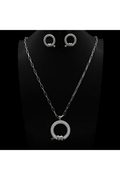 Generic سلسال طويل بحلق زركون دقة ألماس فضي إصدار خاص (3قطع) بضمان على اللون ...