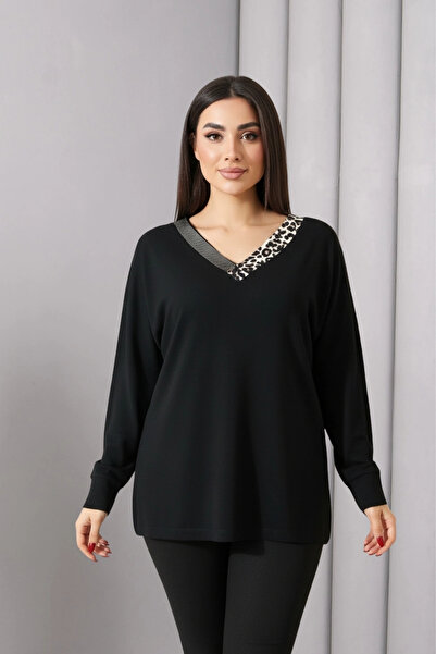 aytemas Leopard Stone Collar Printed Blouse