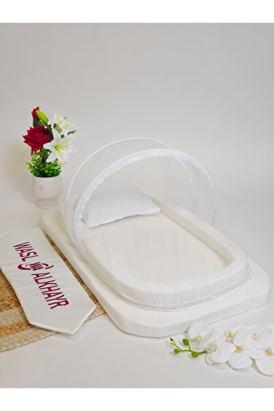 WASL ALKHAIR مفرش ناموسية إسفنج لحديثي الولادة - باللون بتصميم ناعم وأنيق