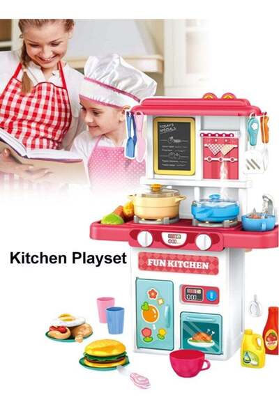 Generic 50-piece kitchen toy set with realistic smoke, sounds, and lights
