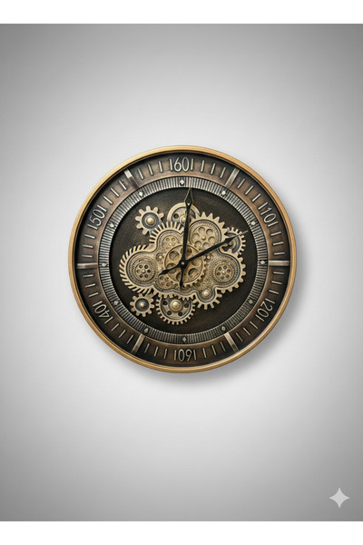 AAA Mekanik Tasarım Çarklı Saat - Altın/Bronz