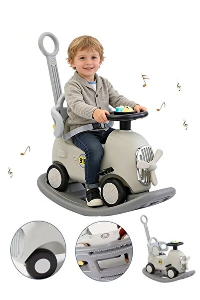 Generic 3-in-1 Baby Rocking Horse Toy With Push Rod Baby Rocking Chair with Removable Balance Board