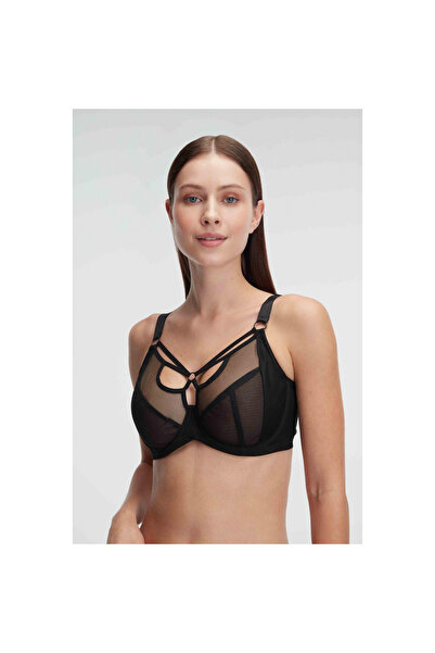 MİRALİVE Tulle Underwire Supportless Padding-Free Collar Detailed Gathering Reducing Bra