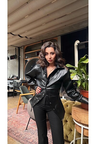 SANX Black Deri Ceket Gömlek