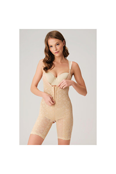 MİRALİVE Recovery Body Shaper with Zipper, Long Leg Opening, Open Bottom, Tight Bodysuit Corset