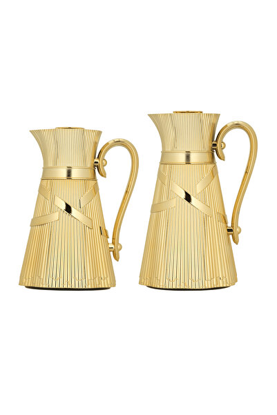 ALSAIF Naghma Coffee and Tea Thermos Set, 2 Pieces, by Al Saif / Elegant Design to Suit All Tastes, 1.0/0.7 Liter, Gold