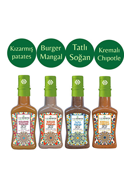 KMS HOME Chef Seasons Sos Seti Sos Paketi Sos Çeşitleri 4 Adet