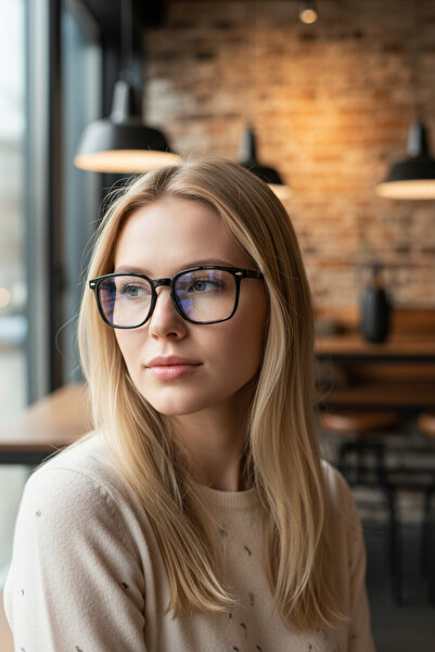 HabeQ Square Cut Optical Compatible Blue Light Protective Eyewear Glasses Replaceable Black