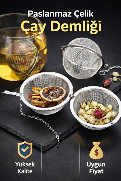 obrigado Paslanmaz Çelik Top Çay Süzgeci | Bitki Çayı ve Yeşil Çay İçin İnce Gözenekli Metal Çay Filtresi