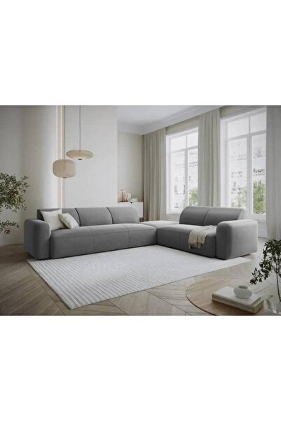 lamsat baity كنبة زاوية رمادية اللون، موديل "رفاهية"، مقاس 300×250