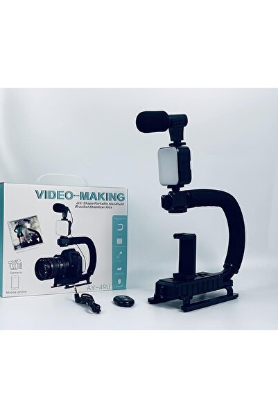 Generic AY-49U Vlogging Kit - U-Shaped Video Stabilizer with LED Light & Micr...