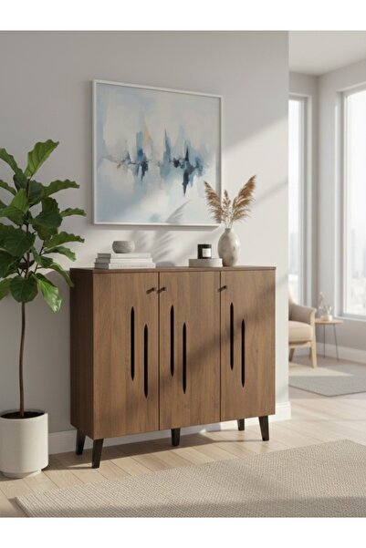 BEC13 Wooden shoe organizer with 3 doors and a modern design