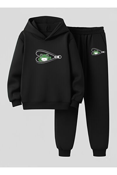 LORVEX Sweatshirt - Tracksuit Set for Children (Hooded) Frog Coming Out of th...