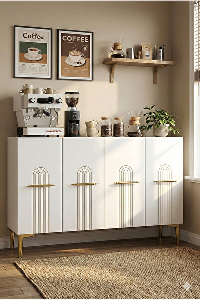 CENEYRA KA1215BG İDA120 KONSOL, KAHVE KÖŞESİ ve TV SEHPASI BEYAZ-GOLD 120cm