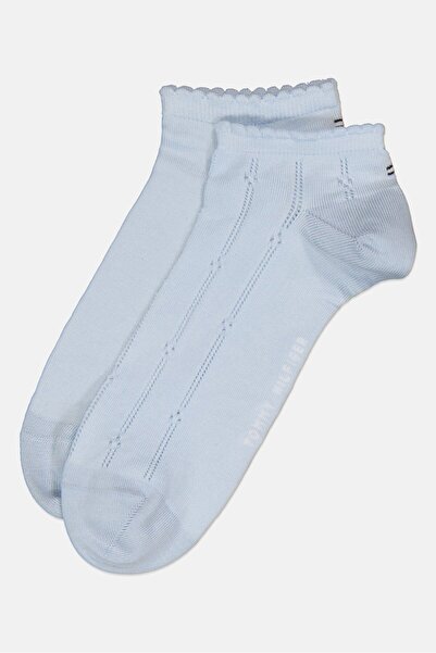 Tommy Hilfiger Women 2 Pairs Brand Logo Ankle Socks, Light Blue