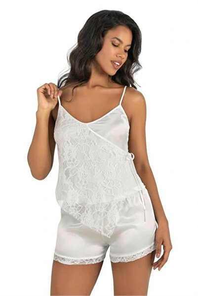 Aria's Closet Arias Closet Ecru Satin Shorts Set 9204