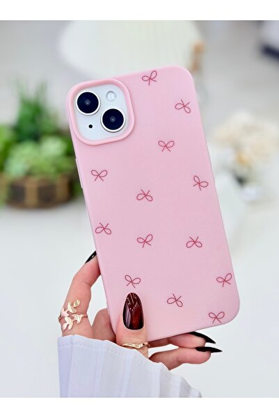 Go Aksesuar Iphone 14 Plus Ve 15 Plus Uyumlu Pembe Fiyonk BASKI Desenli Silik...