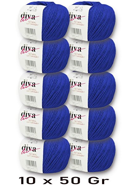 Diva İplik Преміум Амігурумі Іпі Панч (PANÇ) Бебе М'яка бавовна 500 г (10 рулонів) - Saks Mavisi