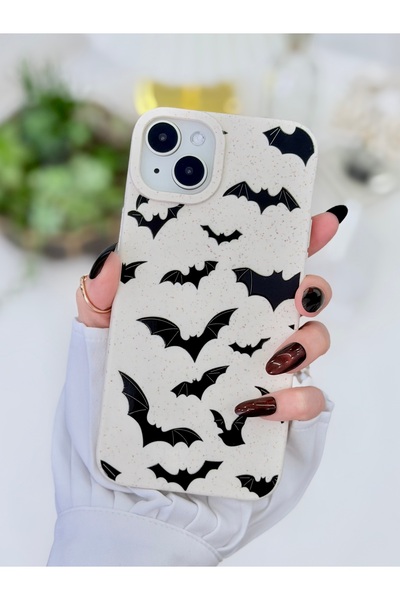 Go Aksesuar Iphone 14 Plus Ve 15 Plus Uyumlu Yarasa BASKI Desenli Silikon Kılıf