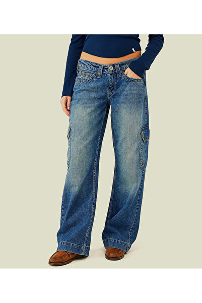 september island Jasika Laciveert Color Mid-Low Waist Cargo Pants