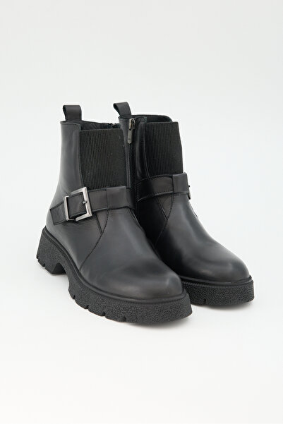 Jande حذاء نسائي أسود من الجلد الطبيعي مزود بإبزيم وحشوة مطاطية