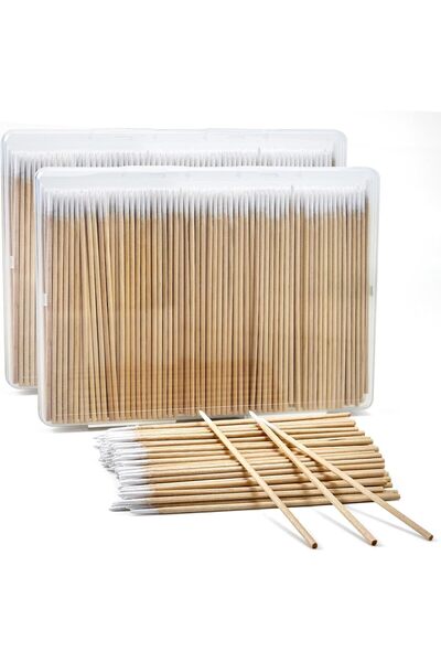 Generic 800 Pieces of Precision Cotton Swabs with Storage Bag - Wooden Makeup Applicator - Fine Tip for Tatt