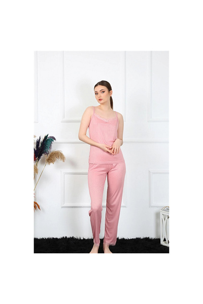 Narnuga Mi̇ray- Women's Rope Strap Salmon Pajama Set