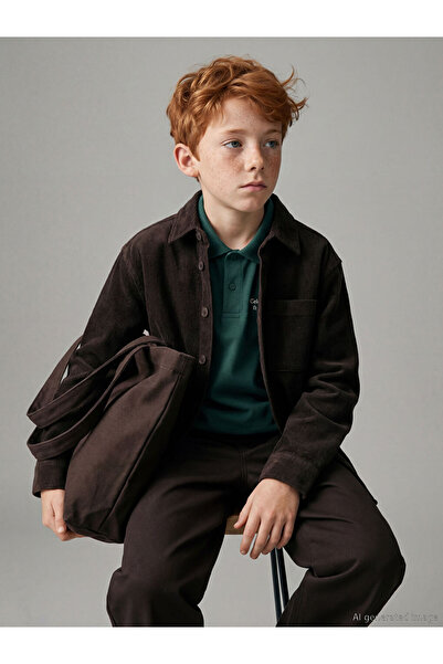 LC Waikiki Lcw Kids Brown Boys' Velvet Shirt