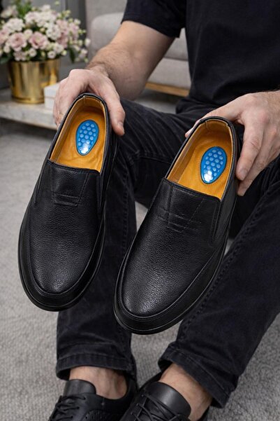 Babetty Men's Inner Outer Genuine Leather Gel Sole Full Orthopedic Daily Men's Shoes Casual for Heel Spurs