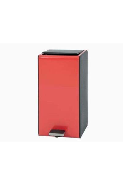 b11 سلة مهملات صغيرة بدواسة قدم معدنية ودلو داخلي قابل للإزالة - أحمر وأسود