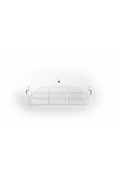 ALKHANBASHI Clear Acrylic 5-Compartment Serving Tray with Lid