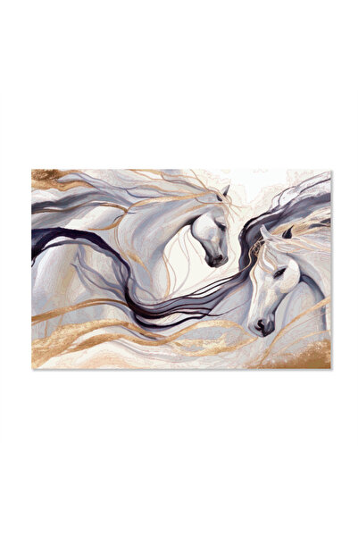 Printoot Abstract Horses Canvas Art Fluid Line Painting for Luxurious Wall Enhancement