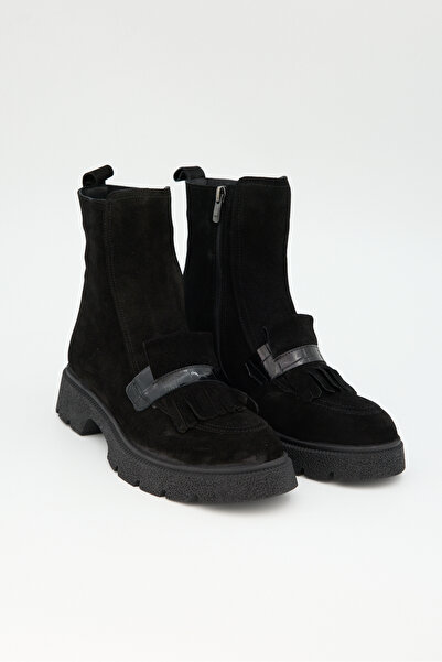 Jande Women's Crocodile Stripe and Tassel Detailed Suede Thick Sole Boots – B...