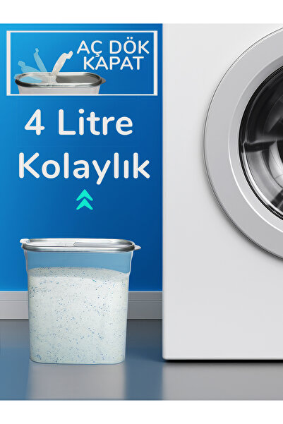 Tercih Home 4 litre Pratik Kendinden Kapaklı Deterjan Kutusu Saklama kabı Sak...