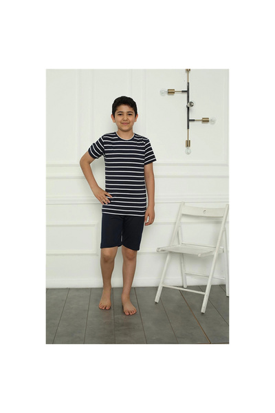 Narnuga Mi̇ray- Boys' Combed Cotton Shorts Pajama Set