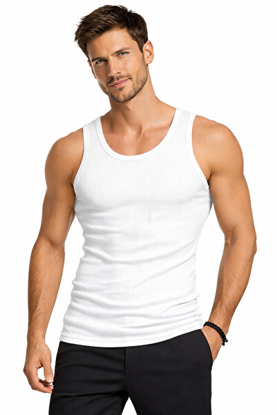 Nisa Men's White Color 100% Cotton Undershirt