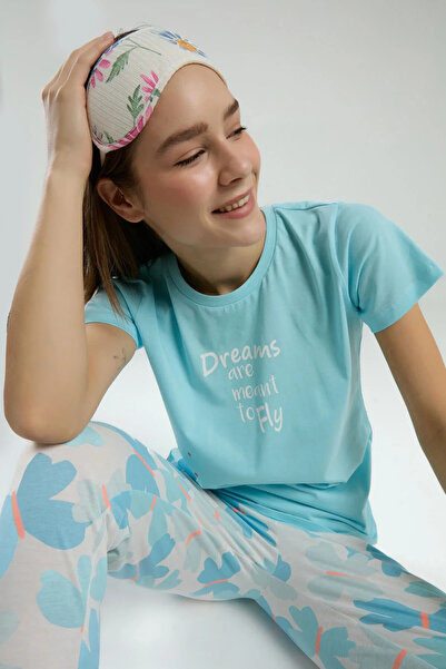 Rolypoly Women's Blue Short Sleeve Pajama Set