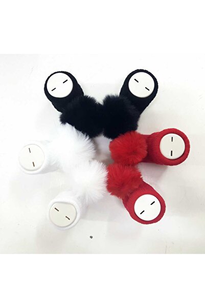 Bumbo ponponlu 3lü aksesuarlı bebek çorap