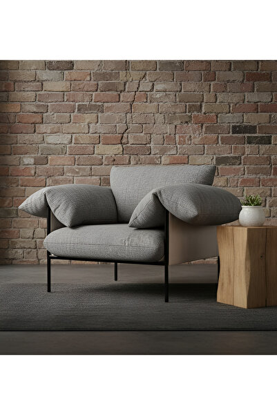 SLLER Loft Tasarım Portatif Metal Ayaklı Deri Tekli Koltuk - Ofis ve Ev Berjeri